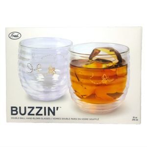 Genuine Fred BUZZIN' Double-Wall Hand-Blown Whiskey Glasses